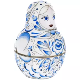 Single "Patterned" silver matryoshka doll (10 cm)