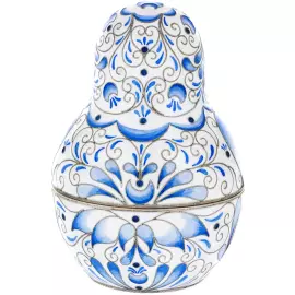 Single "Patterned" silver matryoshka doll (10 cm)