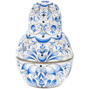Single "Patterned" silver matryoshka doll (10 cm)