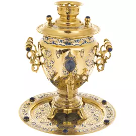 Самовар с блюдом "Лазурь" Златоуст