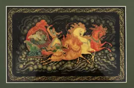 Панно "Зимняя Тройка" Хамов, Палех