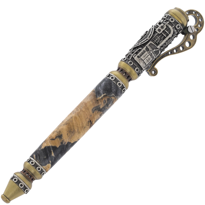 Roller handle made of boxwood elder cap "Steampunk"