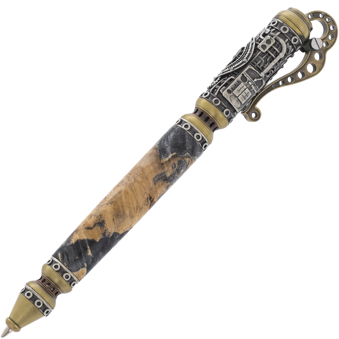 Roller handle made of boxwood elder cap "Steampunk"