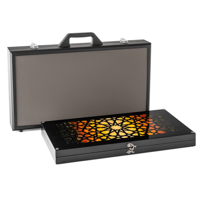 Backgammon made of ash and amber "The Sun of Arabia"