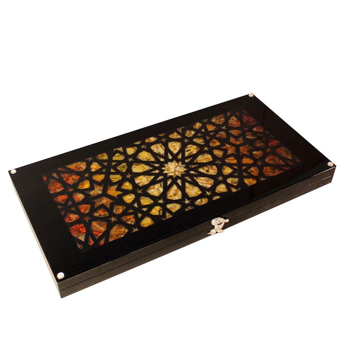 Backgammon made of ash and amber "The Sun of Arabia"