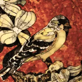 Панно из янтаря "Птица на ветке"