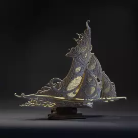 Highly artistic sculpture "Tailwind. Fair wind" from a mammoth tusk