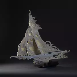 Highly artistic sculpture "Tailwind. Fair wind" from a mammoth tusk