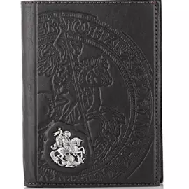 Обложка для документов "Георгий Великий" с серебряной накладкой