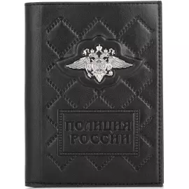 Обложка для документов "Полиция" с серебряной накладкой