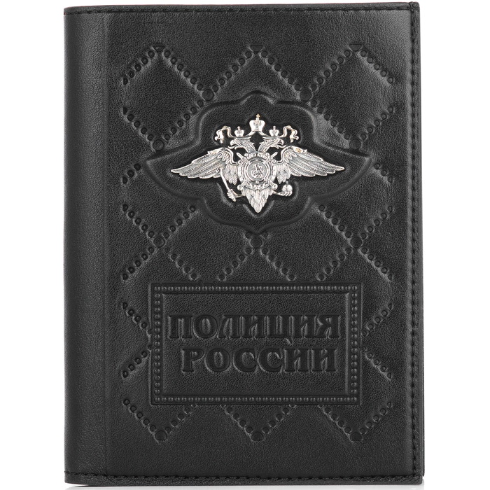 Обложка для документов "Полиция" с серебряной накладкой