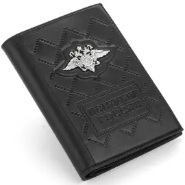 Обложка для документов "Полиция" с серебряной накладкой