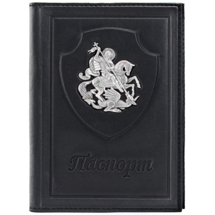 Обложка для паспорта "Георгий Победоносец" с серебряной накладкой