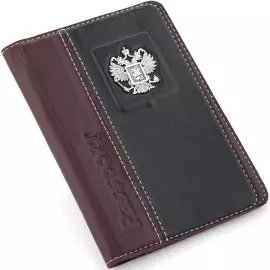 Обложка для загранпаспорта "Федерация" с серебряной накладкой