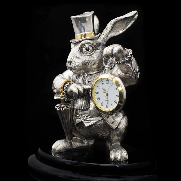 Silver-plated watch "White Rabbit"