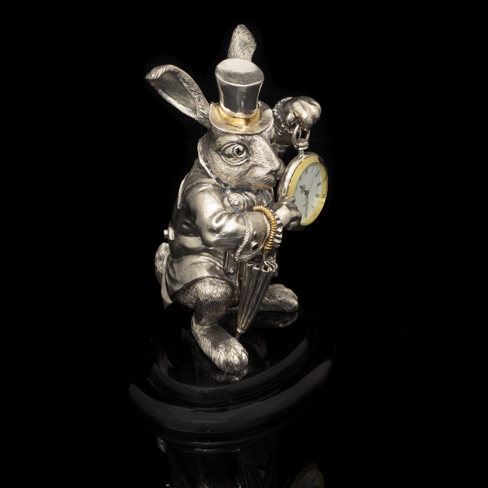 Silver-plated watch "White Rabbit"