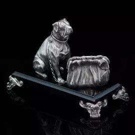 Серебряная визитница "Бордосский дог"