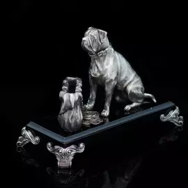 Серебряная визитница "Бордосский дог"