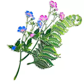 Silver brooch "Geranium of the forest" collection "Herbarium of Tatyana Polyakova"