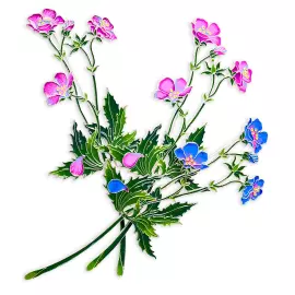 Silver brooch "Geranium of the forest" collection "Herbarium of Tatyana Polyakova"