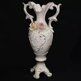 Керамическая ваза "Розы" с позолотой