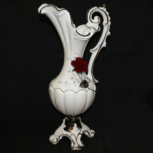 Ceramic jug "Red roses" with patina