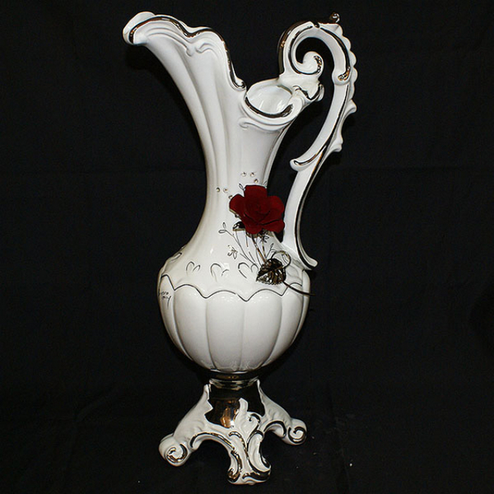 Ceramic jug "Red roses" with patina