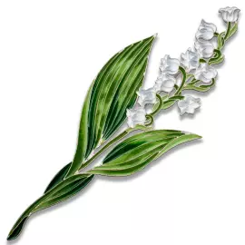 Silver brooch "Lily of the Valley broad-leaved" collection "Herbarium of Tatiana Polyakova"