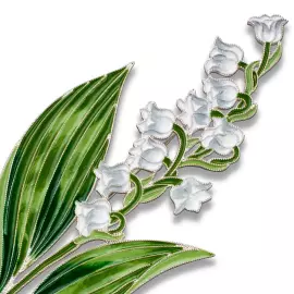 Silver brooch "Lily of the Valley broad-leaved" collection "Herbarium of Tatiana Polyakova"