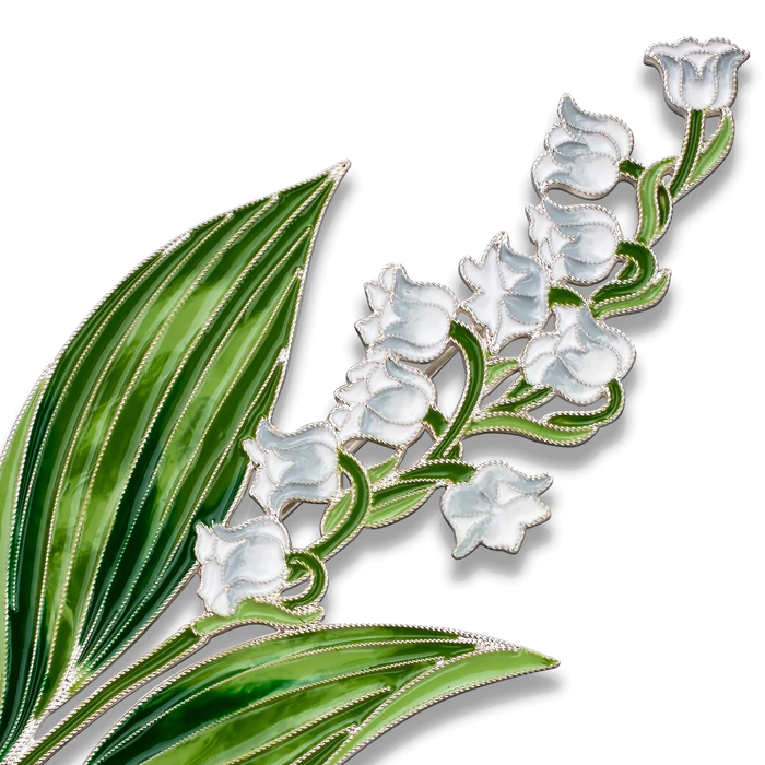 Silver brooch "Lily of the Valley broad-leaved" collection "Herbarium of Tatiana Polyakova"