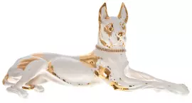 Статуэтка "Лежащий дог" большая, цвет: сл. кости с золотом