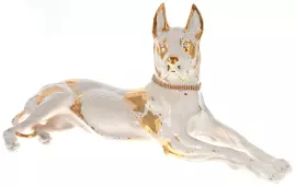 Статуэтка "Лежащий дог" большая, цвет: сл. кости с золотом