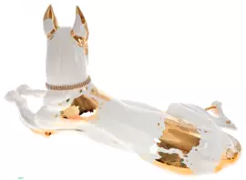 Статуэтка "Лежащий дог" большая, цвет: сл. кости с золотом