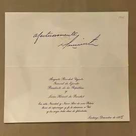 Приглашение с автографом. Аугусто Пиночет