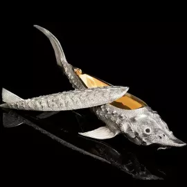 Икорница "Осетр" латунь с серебрением