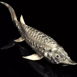 Икорница "Осетр" латунь с серебрением