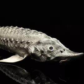 Икорница "Осетр" латунь с серебрением