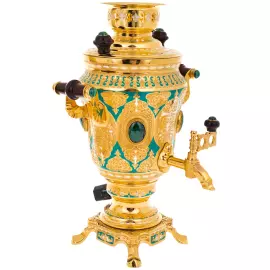 Набор чайный с самоваром "Малахит" на 3 персоны, Златоуст