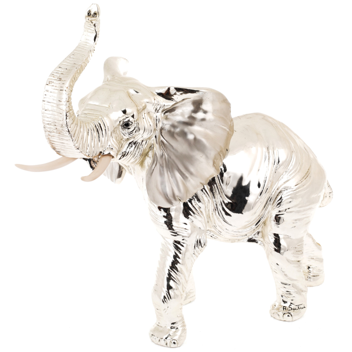 Silver-plated sculpture "Elephant" with marble chips