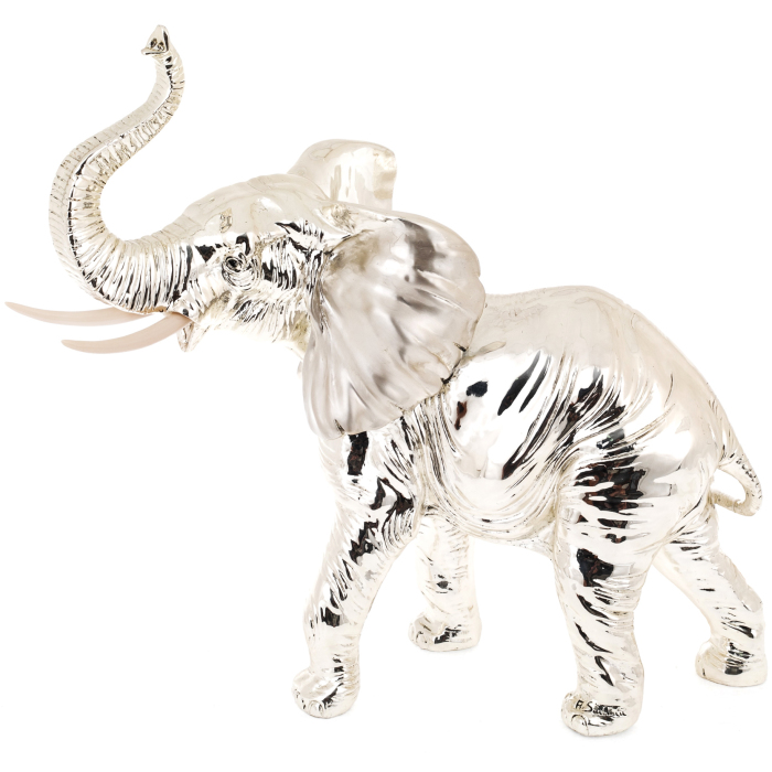 Silver-plated sculpture "Elephant" with marble chips