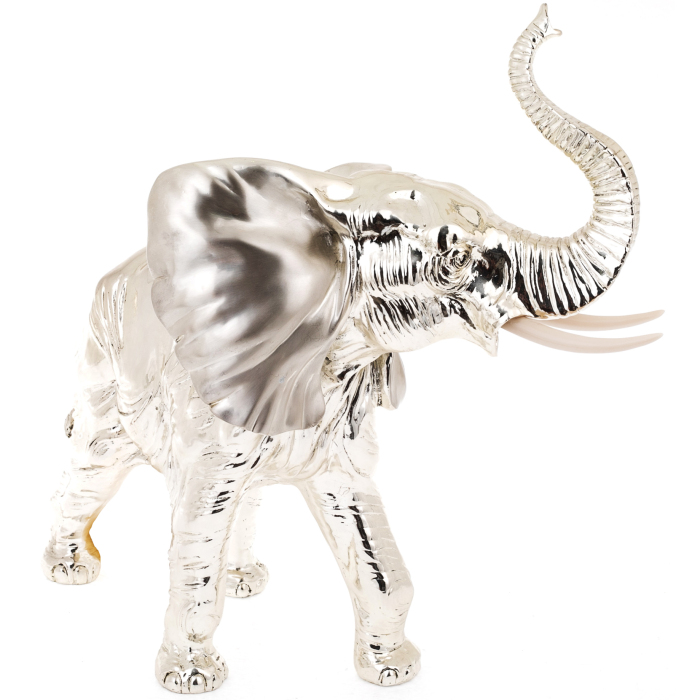 Silver-plated sculpture "Elephant" with marble chips