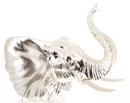 Скульптура посеребренная "Слон" с мраморной крошкой