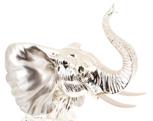 Silver-plated sculpture "Elephant" with marble chips