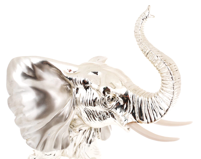 Silver-plated sculpture "Elephant" with marble chips