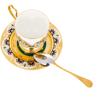 Coffee pair "Lily of the Valley" with enamels, Zlatoust