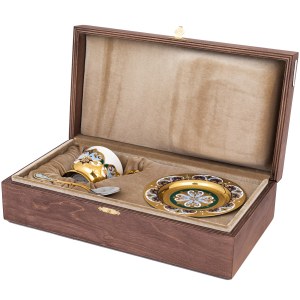 Coffee pair "Lily of the Valley" with enamels, Zlatoust