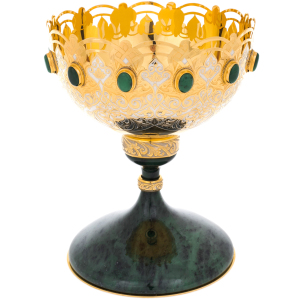 Vase for fruits and sweets "Izisk" on a jade leg, Zlatoust