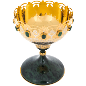 Vase for fruits and sweets "Izisk" on a jade leg, Zlatoust