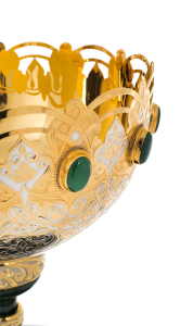 Vase for fruits and sweets "Izisk" on a jade leg, Zlatoust