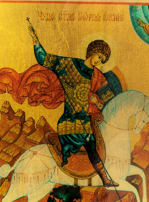 Painting on gold leaf "George the Victorious"